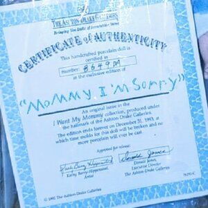 Vintage Mommy I'm Sorry Porcelain Doll From The Ashton-Drake Galleries - Retired